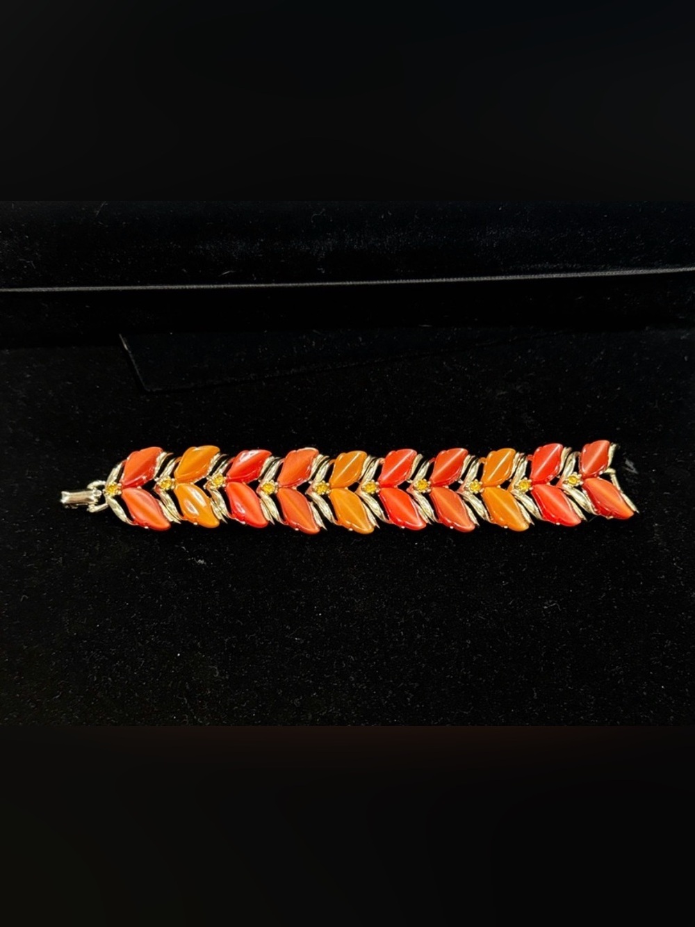 Coro — Orange, Red and Gold Leaf Vintage Bracelet